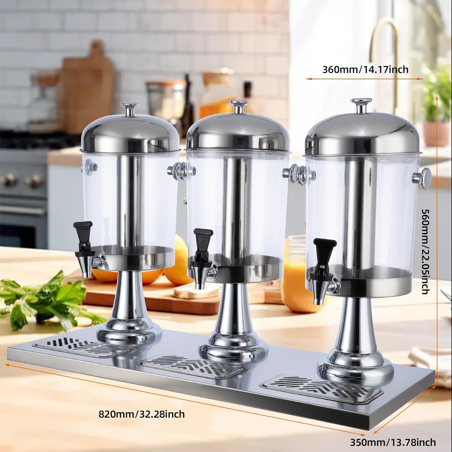 6.34 Gallon Beverage Dispenser,Stainless Steel Drink Dispensers, Juice Dispenser with Ice Core, Leak-proof Spigot and Detachable Drip Tray for Parties, Weddings(silver, 6.34 Gallon) - Image 2