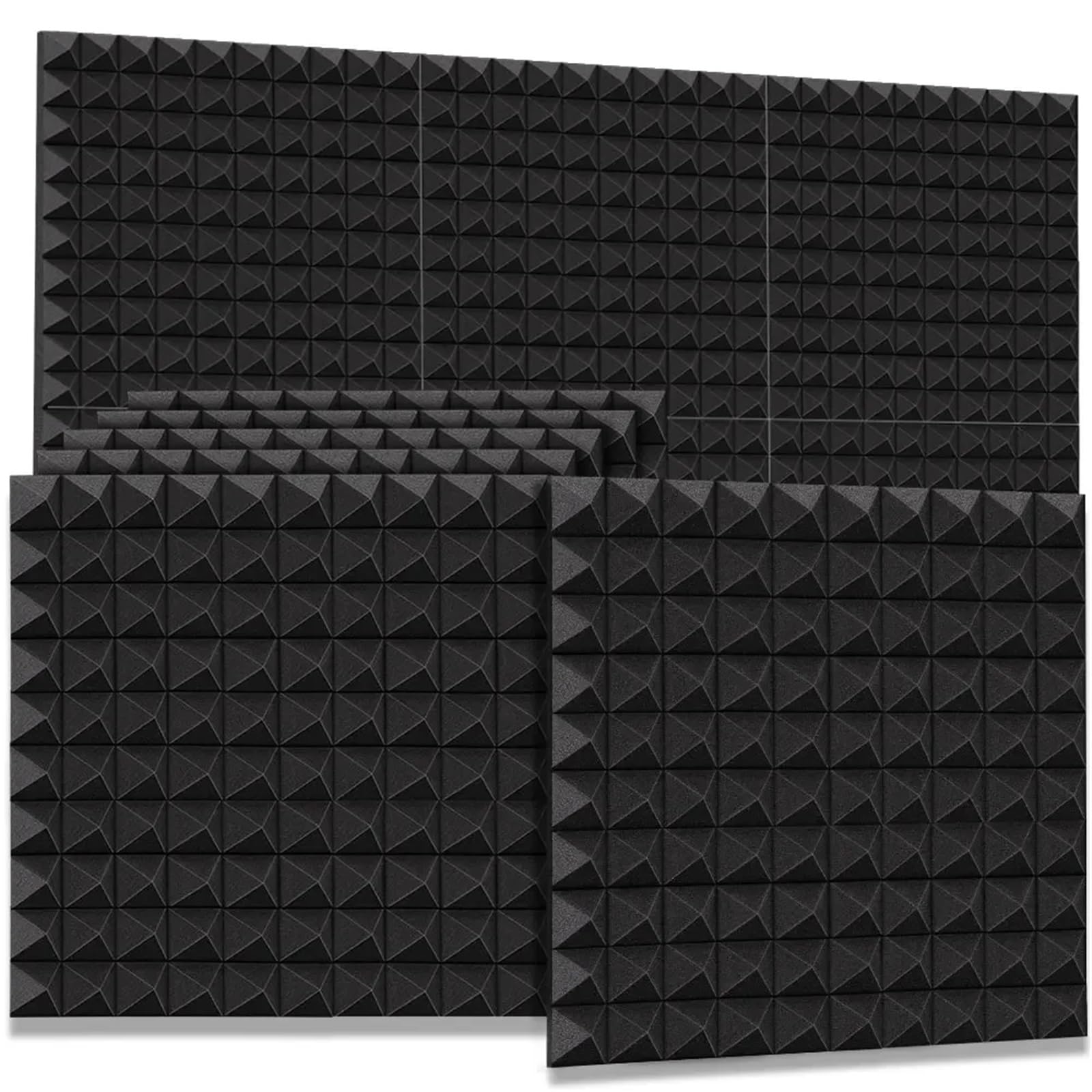 Paneles Acusticos Insonorizacion Paquete de 6 paneles acústicos de espuma for estudio, tratamiento de absorción de sonido insonorizado, aislamiento de ruido, elimina ecos, 50x50x5cm, paquete de 6 | Black
