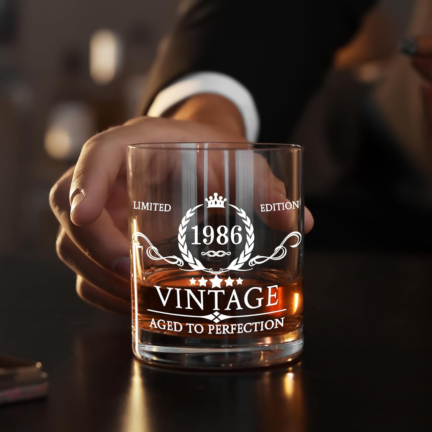 40th Birthday Gifts for Men Whiskey Glass Set - 40th Birthday Decorations, Party Supplies - 40 Year Anniversary, Bday Gifts Ideas for Him, Dad, Husband, Friends - Wood Box & Whiskey Stones & Coaster - Image 6