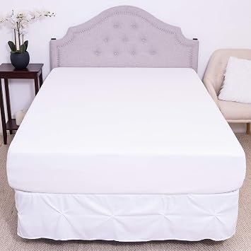 Sweet Home Collection Premium Waterproof Mattress Protector Soft Cotton Bed Guard with Membrane Back Coating Cover Protects Against Bedwetting, Twin, White Pack of 1
