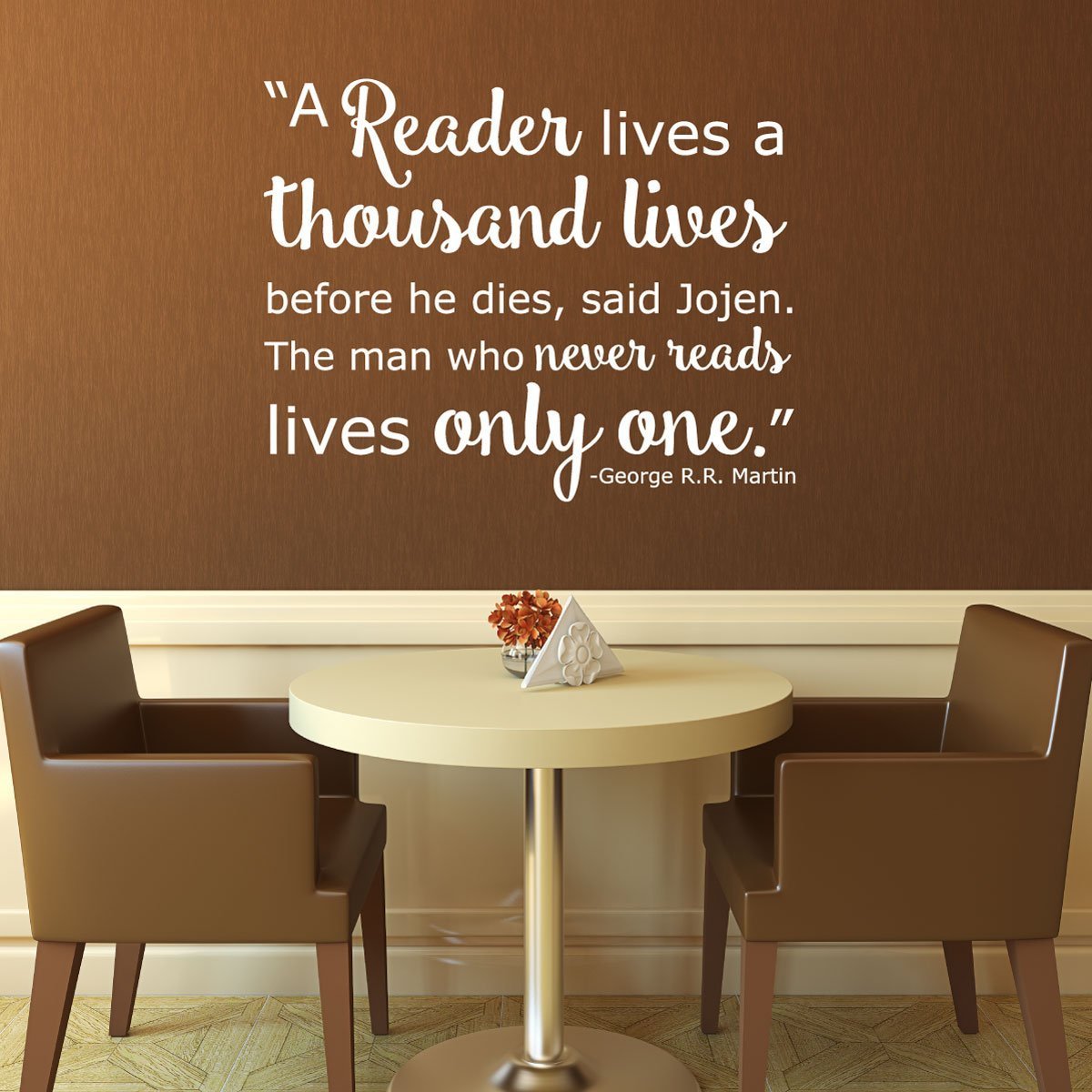 Book Quotes Wall Decals A Reader Lives a Thousand Lives R.R. Martin Quote