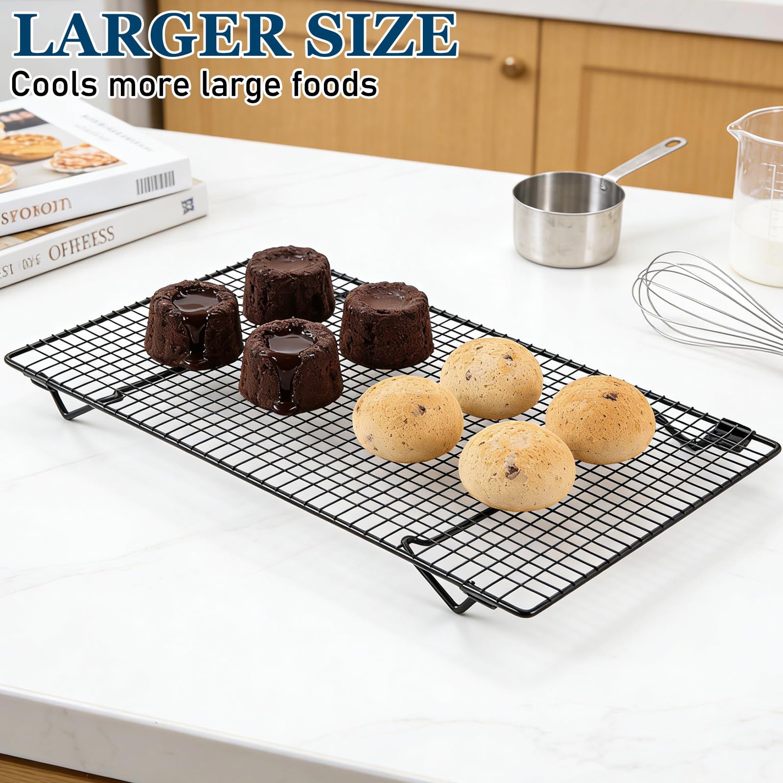 Grille de Refroidissement Patisserie 3 Niveaux Acier Carbone Antiadhésive 43x28x8cm Pliable Empilable