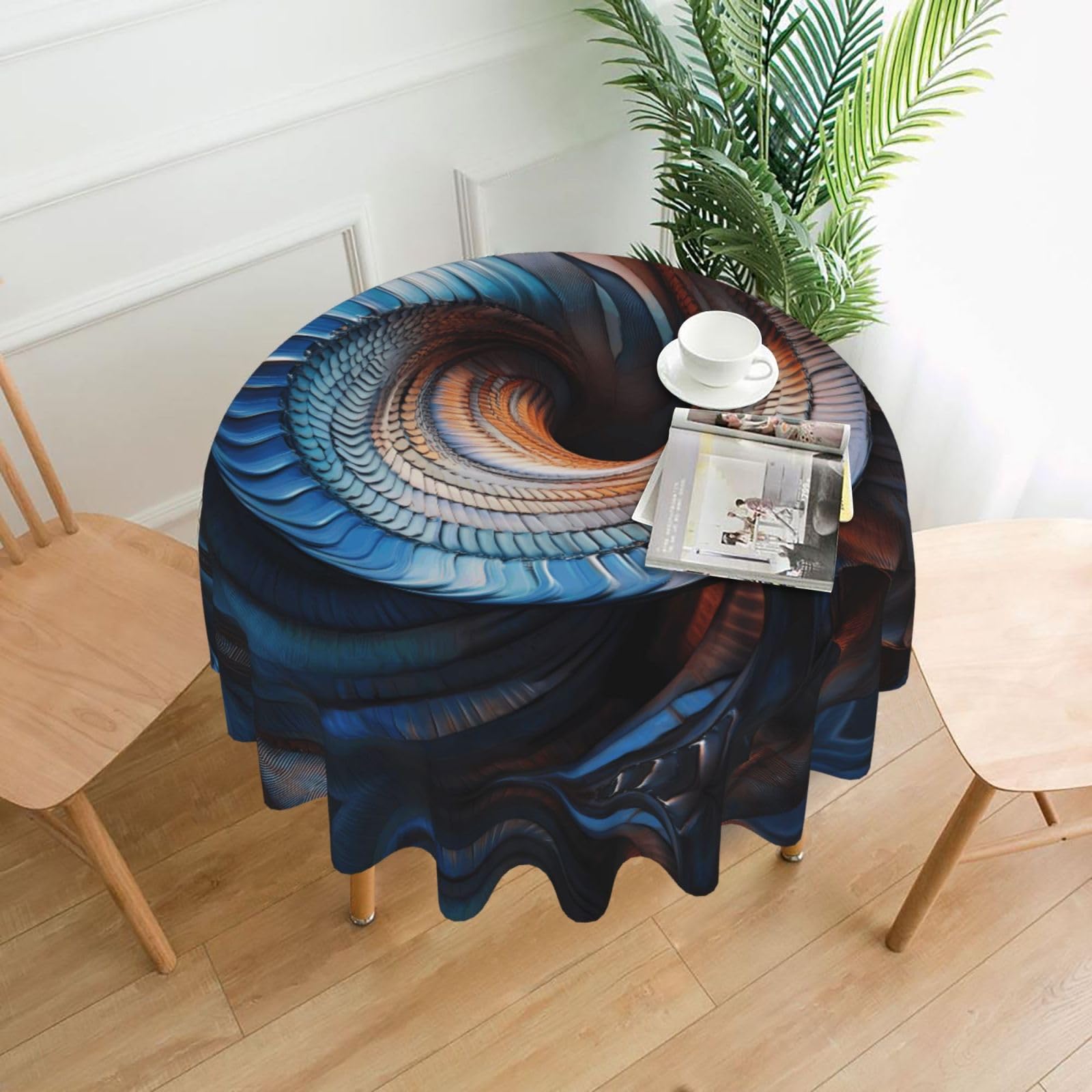 HLBSDM Swirl of Color Printed Practical Round Tablecloth, Durable, Suitable for Home, Restaurant, Hotel, Gathering, and Decorative Table Covers