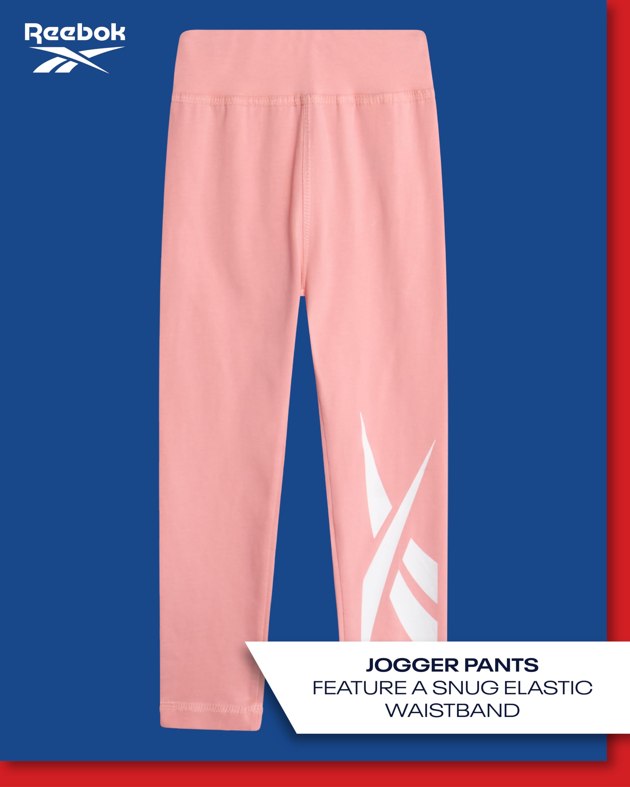 Reebok Kleinkind-Mädchen-Hosen-Set – 2-teiliges gemütliches Fleece-Crewneck Sweatshirt und Mädchen-Leggings für Kleinkinder und kleine Kinder