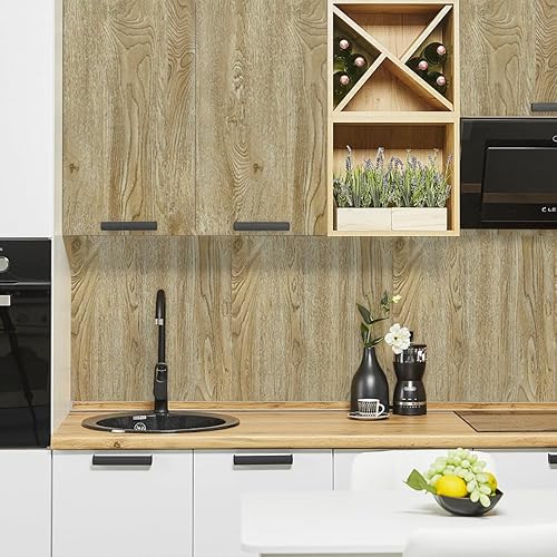 Miniatura 10 de Livebor Papel de contacto de grano de madera clara, papel tapiz de madera para despegar y pegar, papel tapiz autoadhesivo de 17.7 x 118.1 pulgadas,