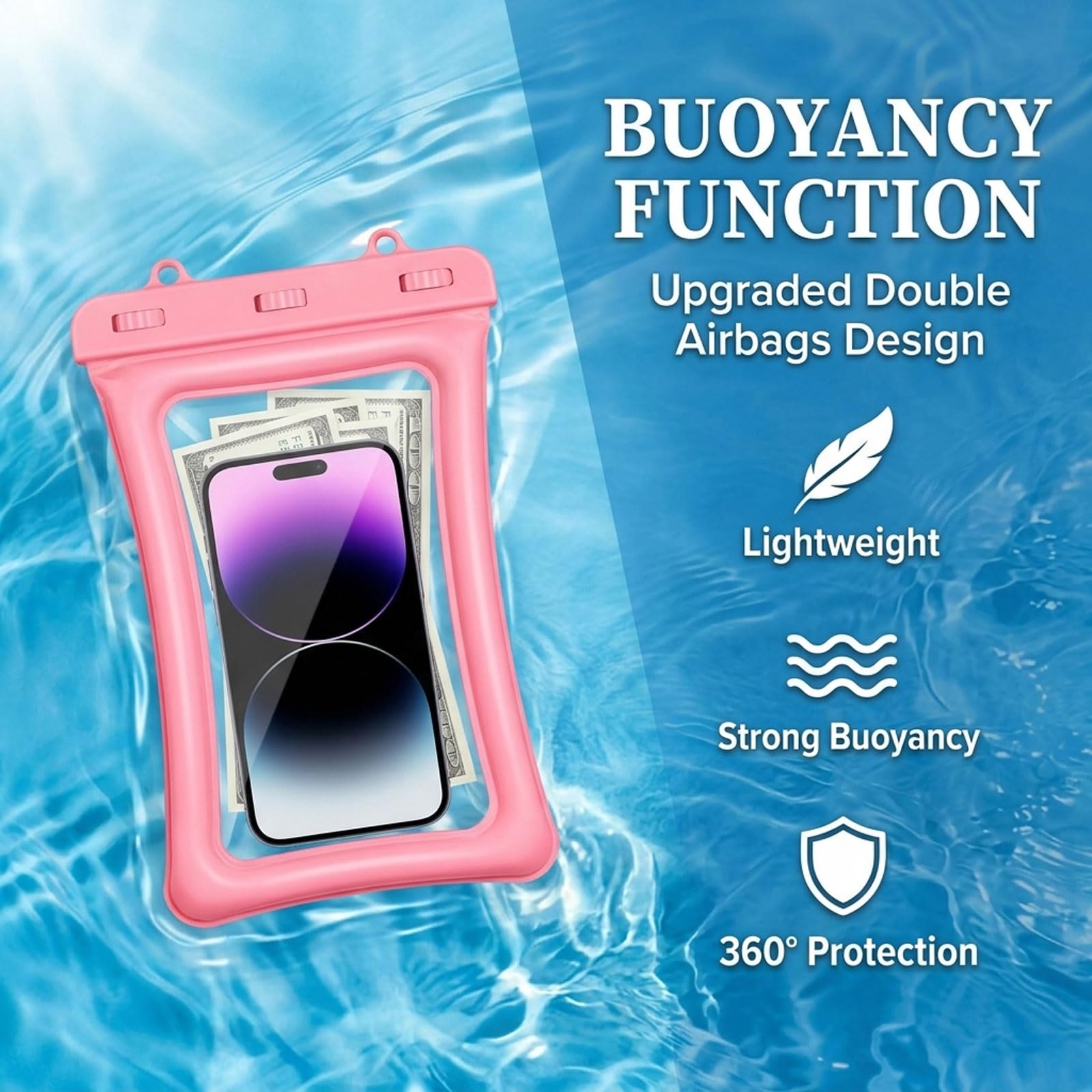 2er Set IPX8 Custodia Impermeabile per Smartphone - Custodia Galleggiante per telefoni Fino a 10,0 Pollici con Cordino per Spiaggia, Piscina, Immersioni e Viaggi