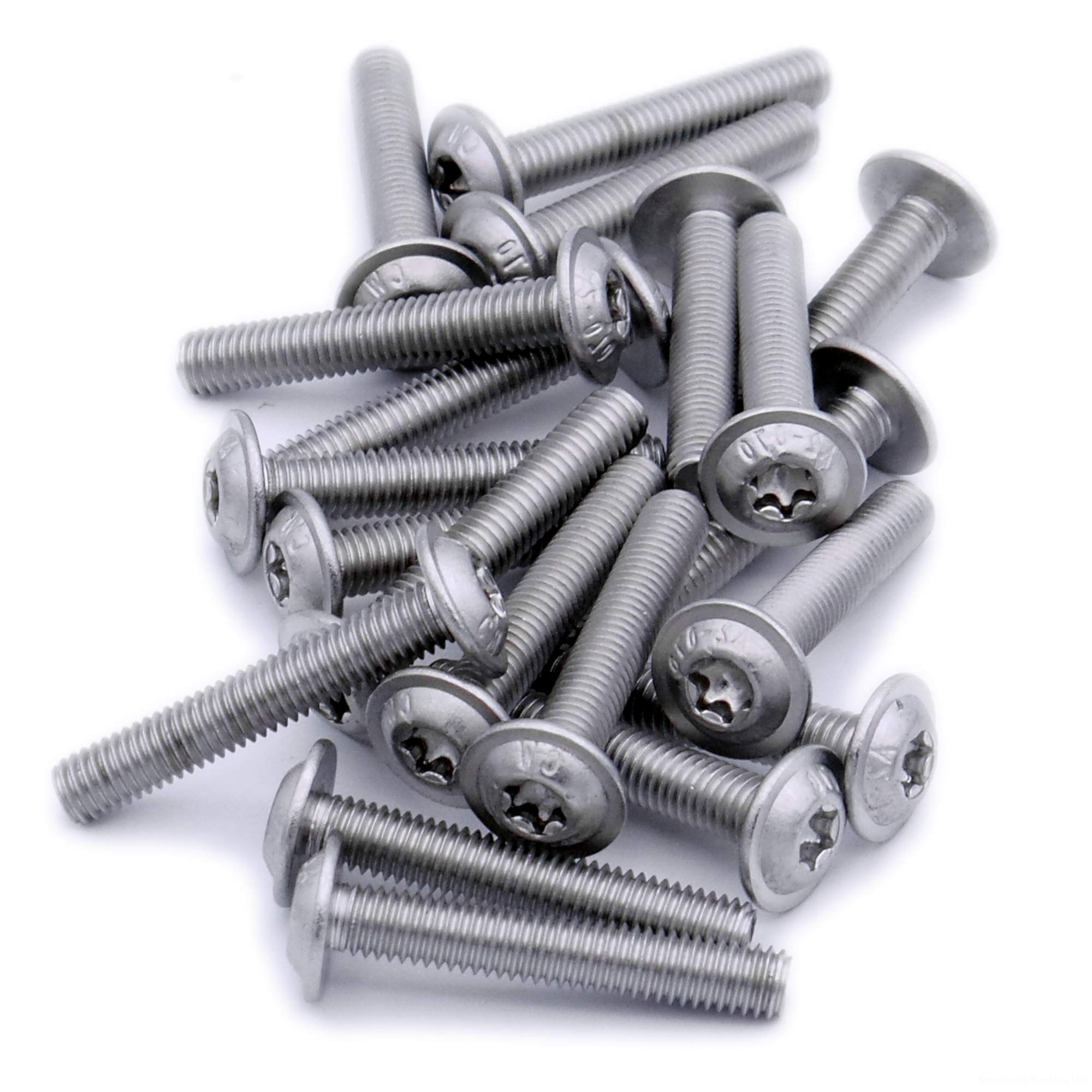 Singularity Supplies Silver M5 (5Mm X 6Mm) Flanged Tx Socket Button Machine Screw (Bolt) - Stainless Steel (A2) (Pack Of 20)