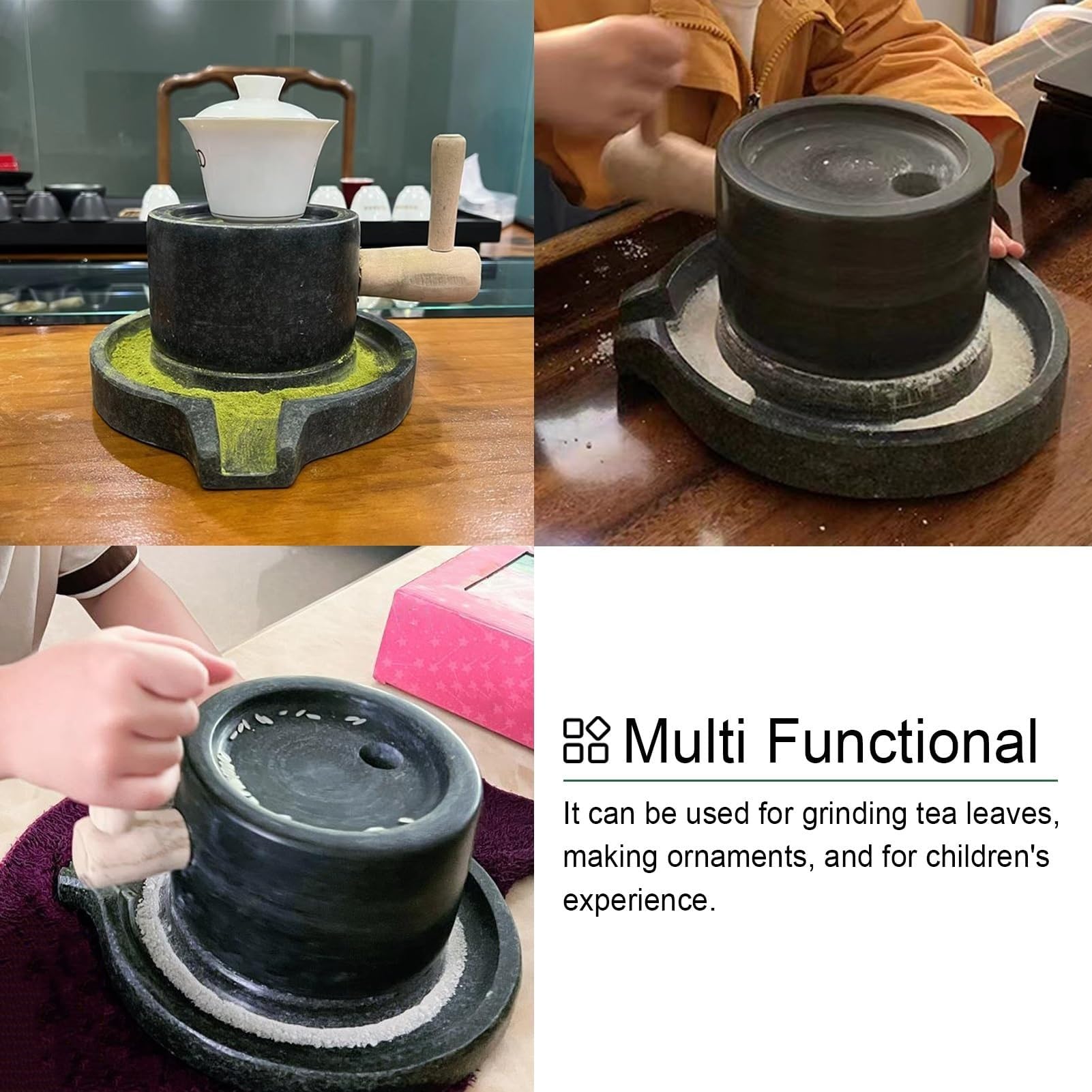 Macinino a pietra, fatto a mano in lapislazzuli naturale per tè Matcha, grano asciutto bagnato, spezie, fagioli, uso domestico