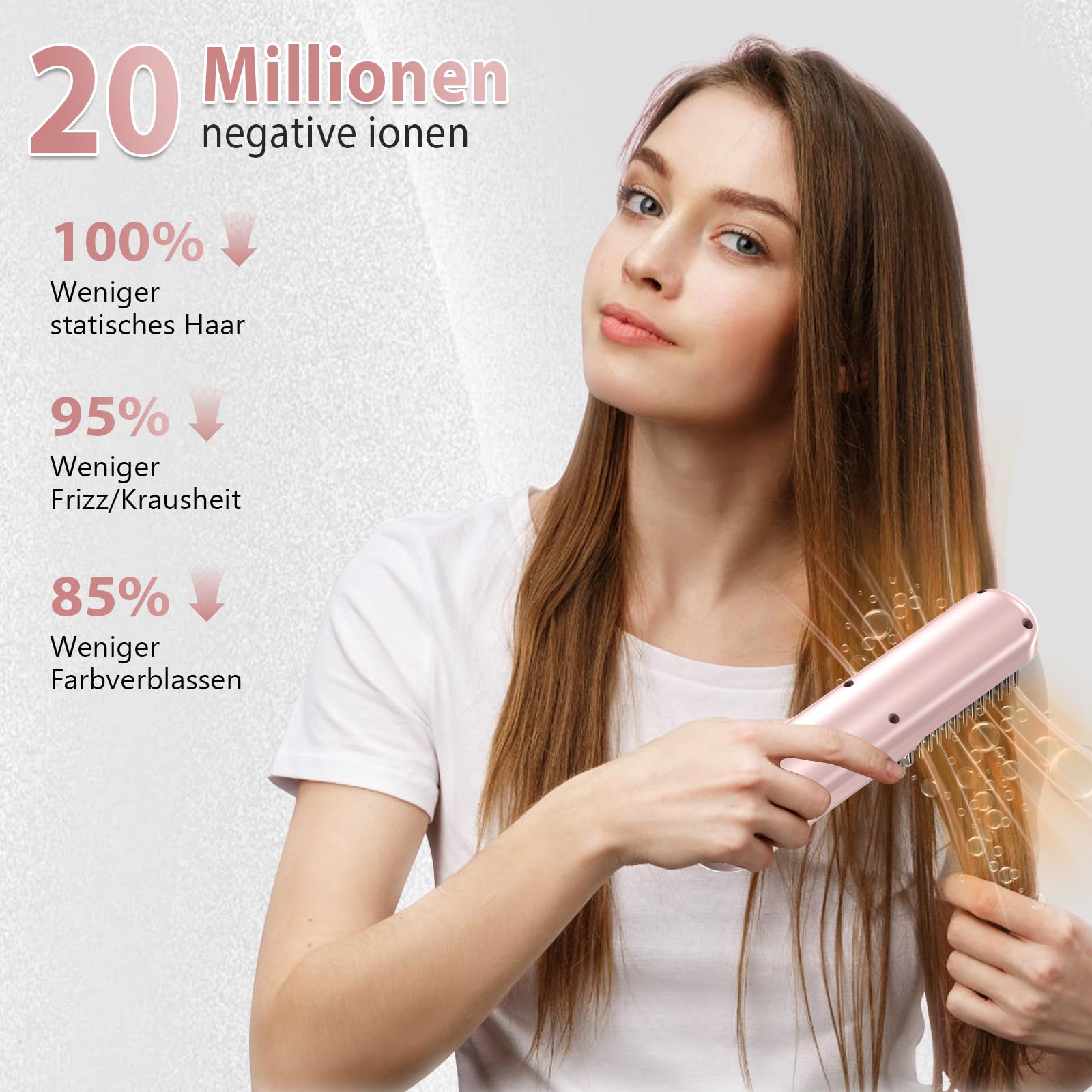 Anluomania Haarglätter Bürste, Kabellose Glättbürste, Glättungskamm 5000mAh, Tragbare Glättungsbürste für Reise 160-200℃, Negative Ionen Haarglätter Stylingbürste, Mini Glätteisen für Haarstyling