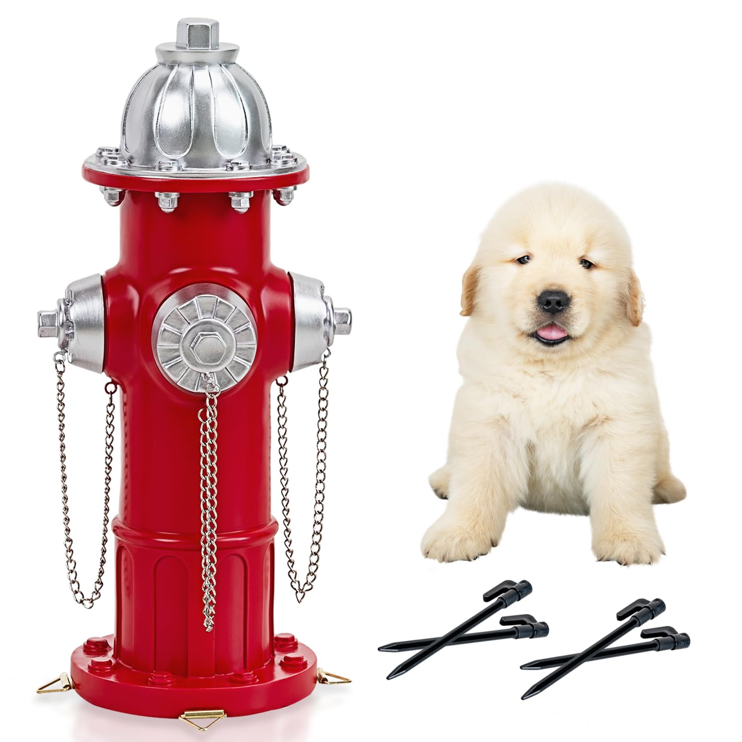 Dog Fire Hydrant Pee Post, Puppy Pee Post Training Statue, Indoor Outdoor Fire Hydrant Decor Figurines for Yard Art Garden Lawn, Gift for Fireman (14.5 inch)