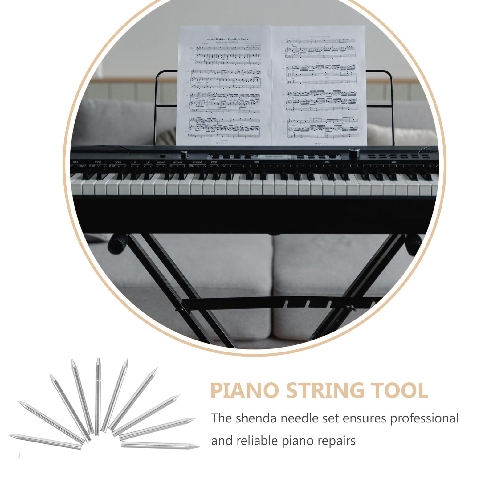 BESPORTBLE Kit de Agujas Shenda para Reparación y Afinación Herramienta Fácil de Usar para Piano de Acero Plata en Escuelas de Música y Aulas de Piano