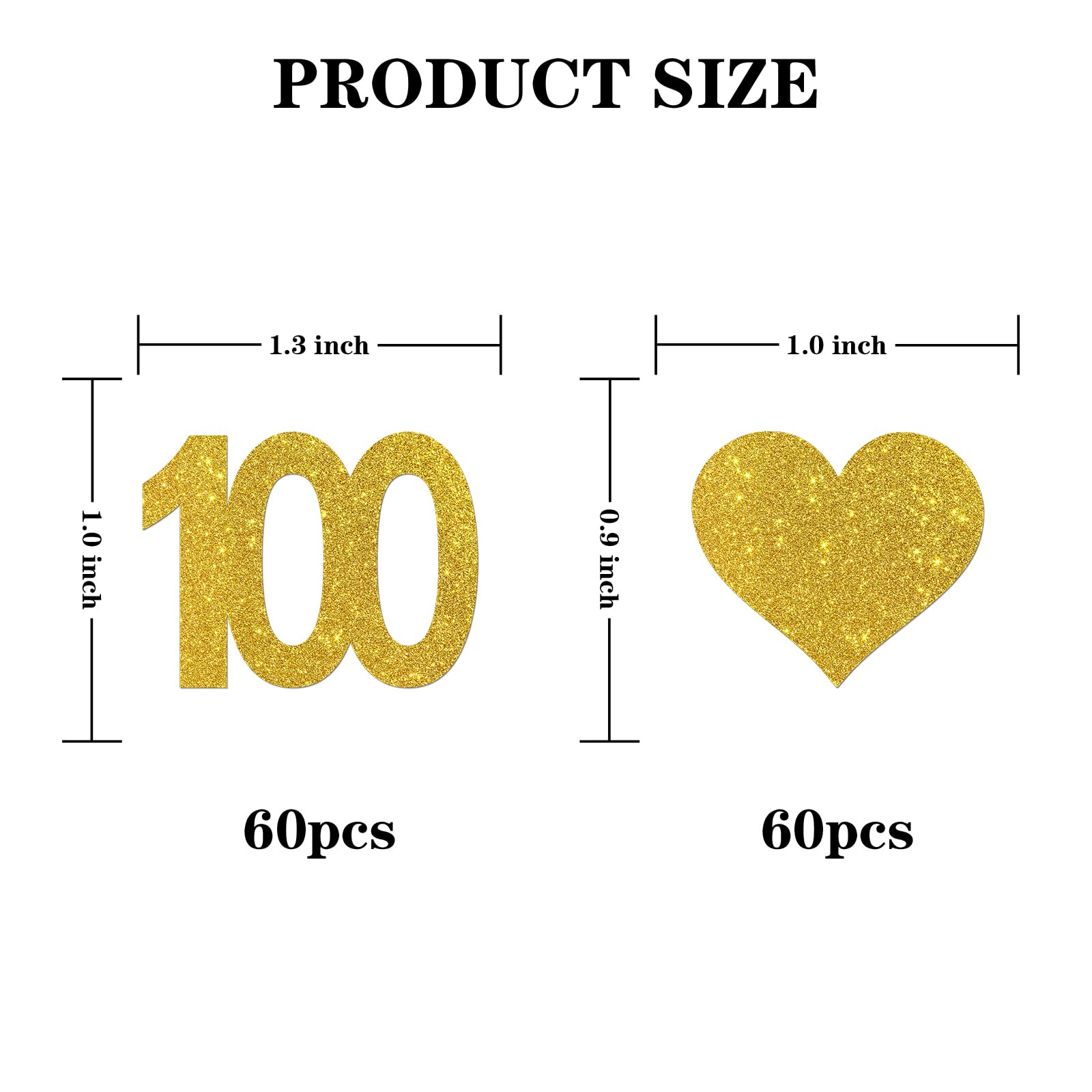 Number 100 Confetti Gold Glitter, Happy 100th Birthday Table Decor, One Hundred Years Paper Scatter, 100th Anniversary Cheers to 100 Years Party Table Decorations, 120pcs
