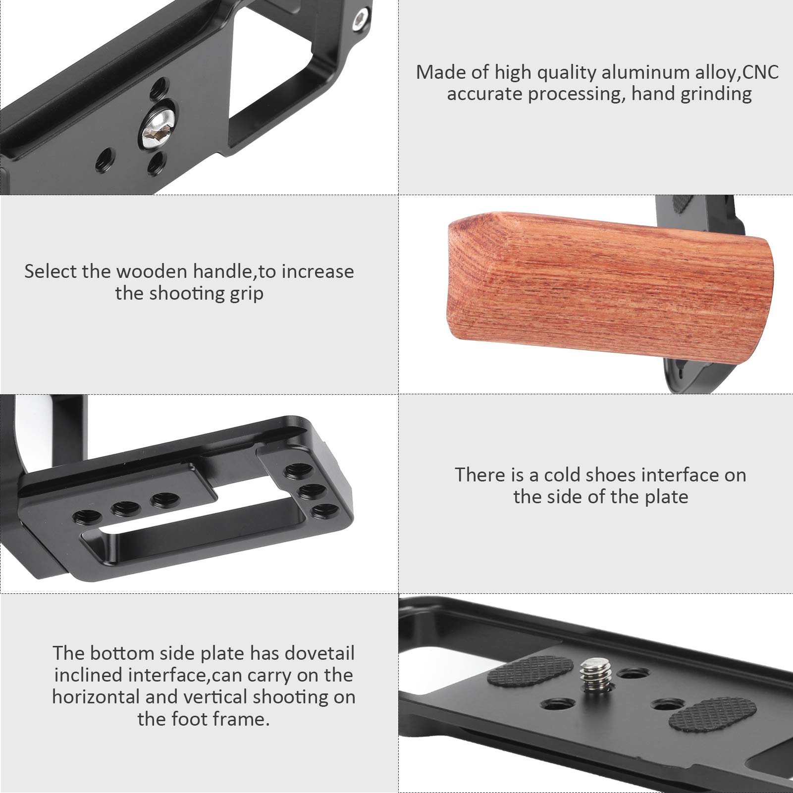IFOOTAGE L Shape Quick Release Plate piastra a sgancio rapido a forma di L, accessorio per guide scorrevoli per fotocamera, modalità di registrazione orizzontale e verticale, inclinazione multi-angolo