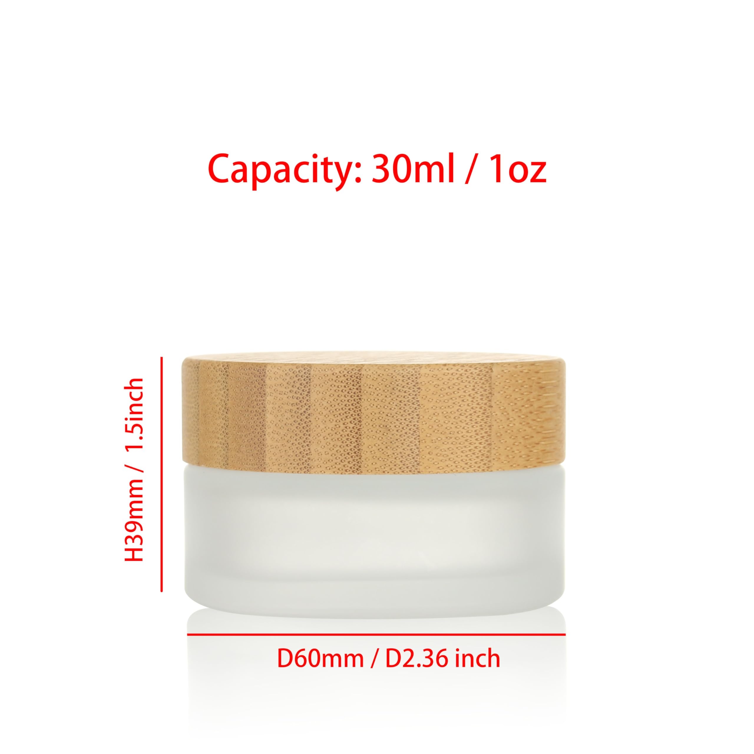 COSIDEA 5pcs Empty 1 OZ/30g Round Frosted Glass Jars with Bamboo lids - Image 2