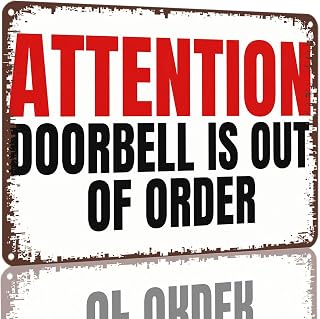 Attention Doorbell Broken Notice Vintage Metal Sign 8x12 Inch