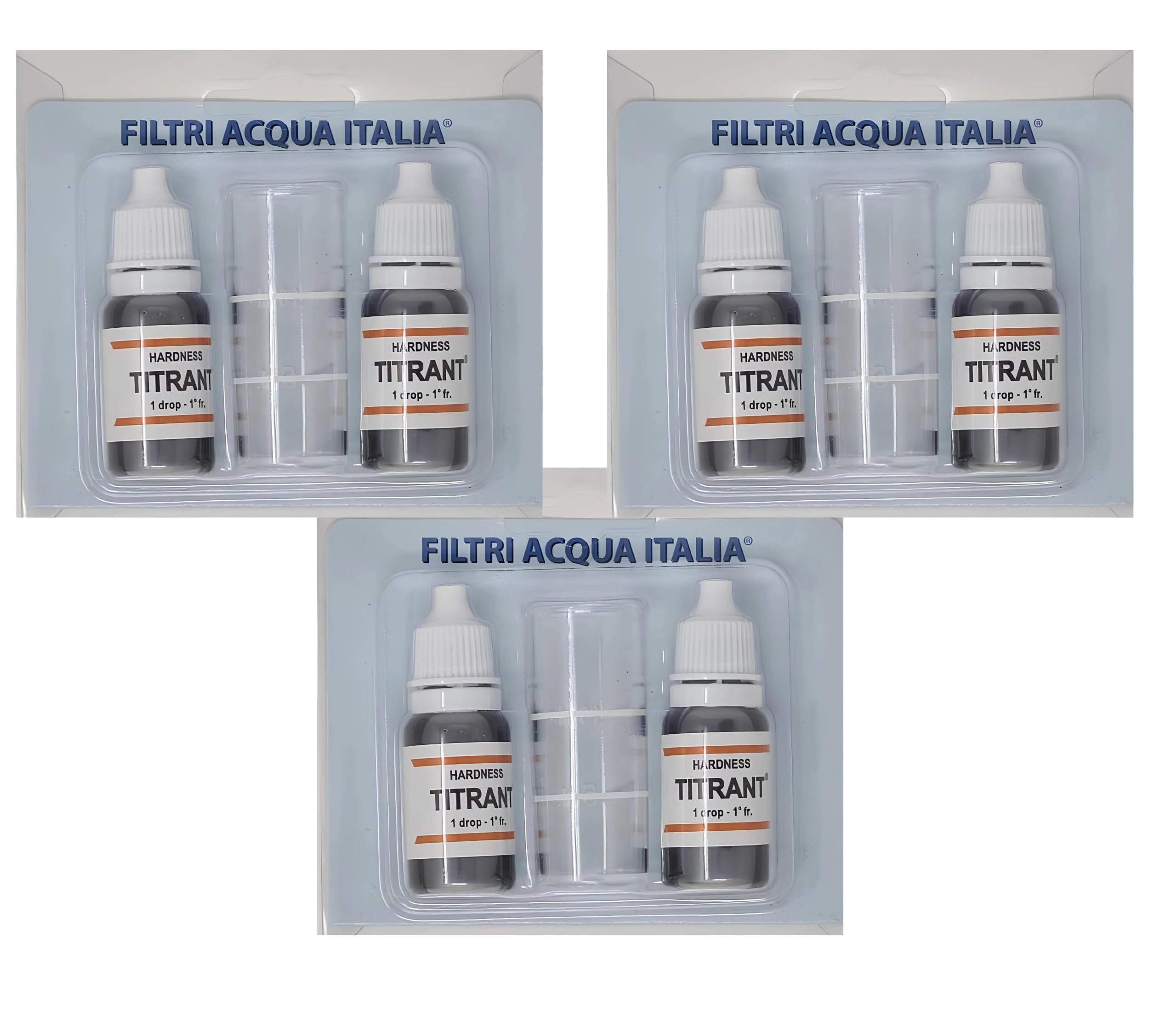 FILTRIACQUAITALIA Titrant - Kit de análisis de la dureza del agua (grados franceses) para medir la cal, juego de 6 unidades