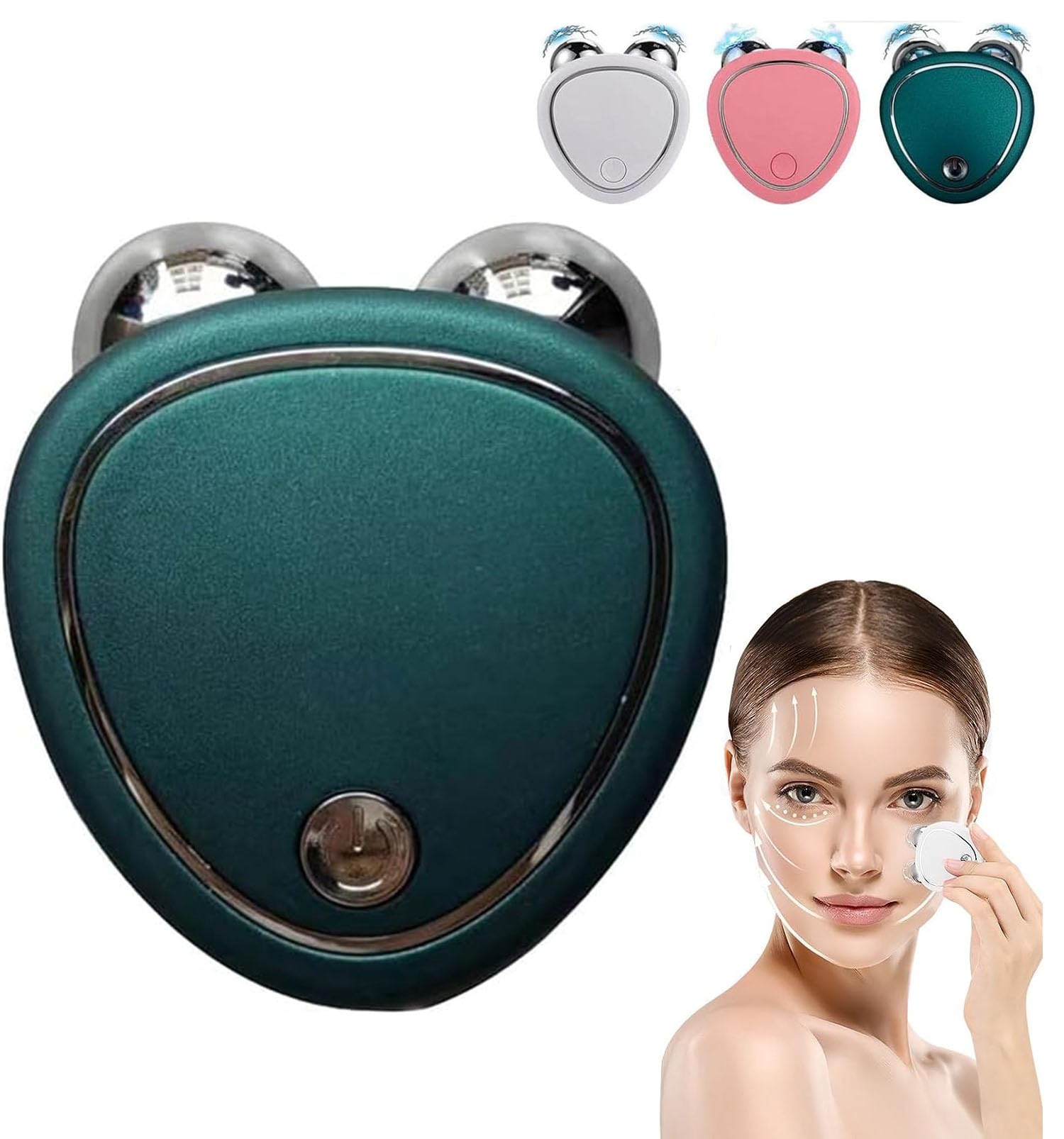 Rodillo de dispositivo facial de microcorriente, levantamiento facial con microcorriente antiarrugas, dispositivo facial de microcorriente, masajeador facial eléctrico con 3 engranajes, levanta la