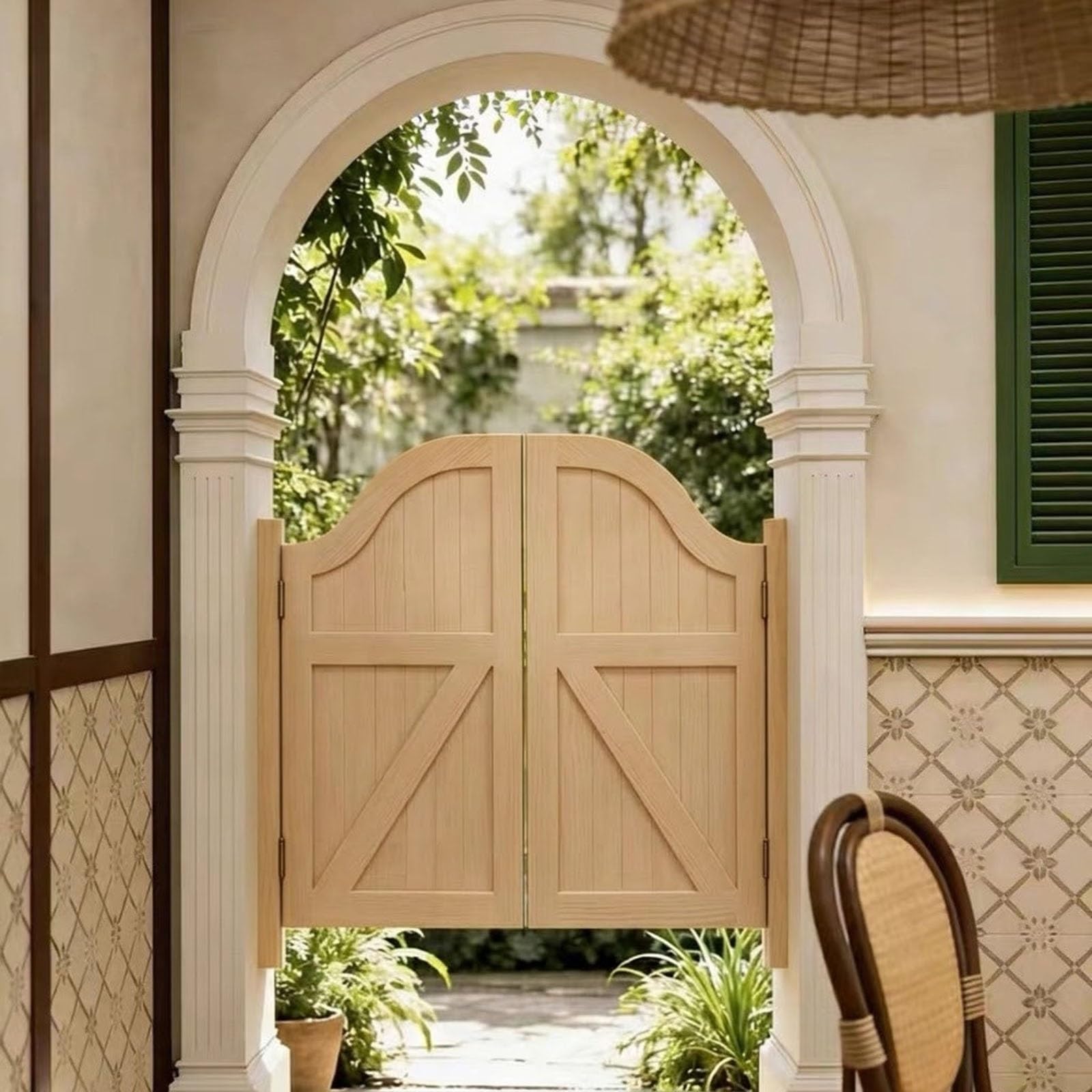 Porte battante double, porte Saloon en bois porte pivotante avec charnière | Portes Battantes 70-150cm large, Porte de Séparation pour intérieur couloir cuisine café bar(Noir,W110 x H90cm)