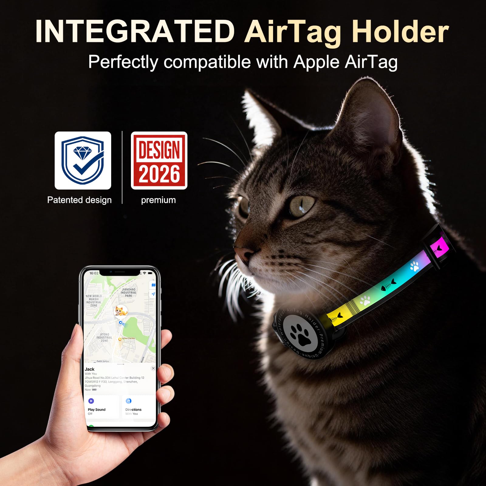 Airtag Cat Collar Breakaway, Reflective Cat Collar with AirTag Holder and Bell, Compatible with Apple Air Tag, Comfortable Padding, Adjustable, Durable (Purple, XS) - image 5