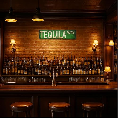 Miniatura 6 de Letrero de calle de Tequila Way letrero de metal rústico vintage de aluminio de 4 x 16 pulgadas, divertido arte de pared para cocina, bar en casa o