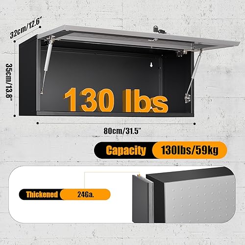 Miniatura 3 de Armario de pared de metal para garaje, armario de almacenamiento flotante para garaje, montaje en pared, armario de tienda superior, caja de