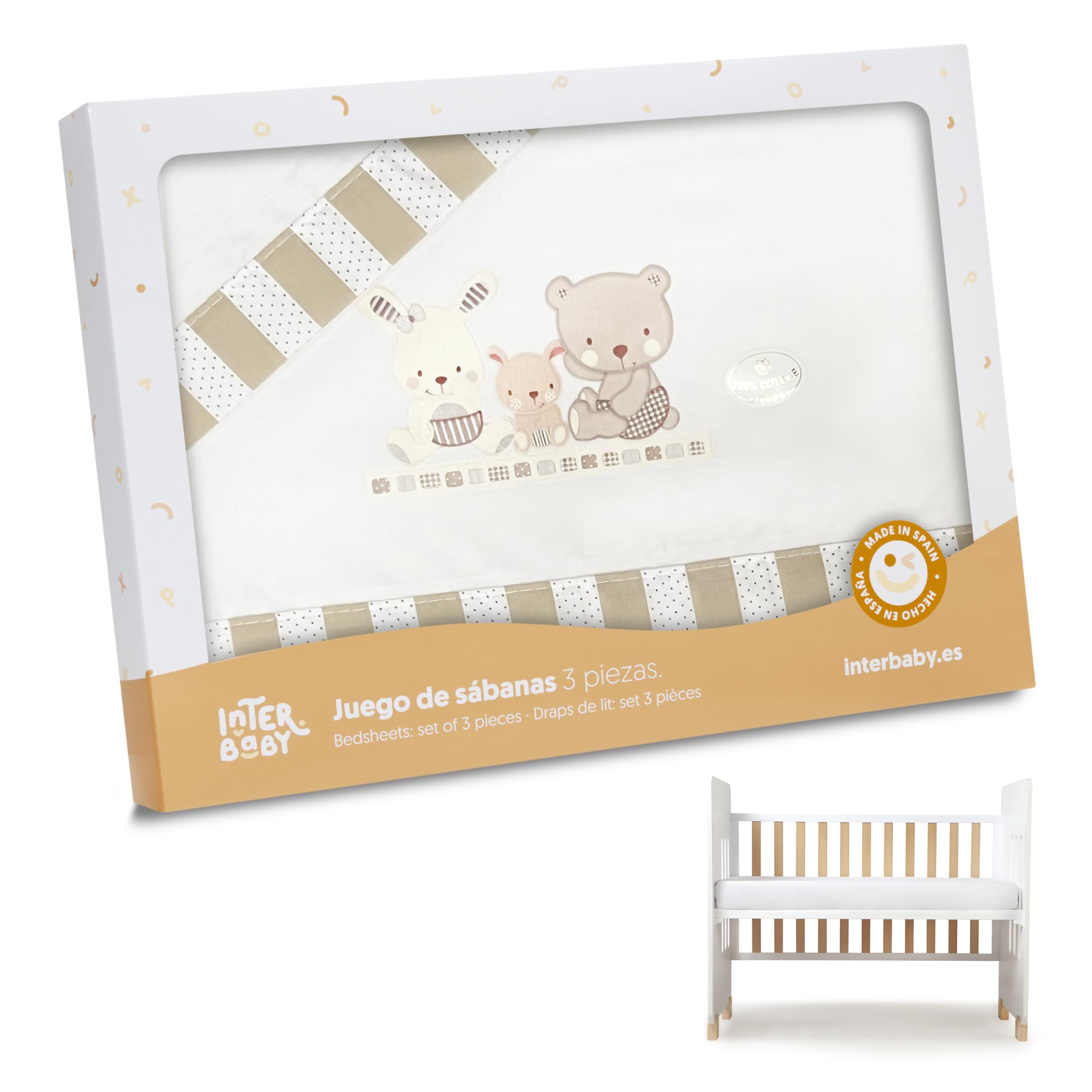 INTERBABY - Love Cot Sheet Set Beige