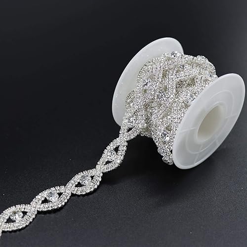 Jerler Aplique de cadena de cierre de diamantes de imitaciĂłn de cristal dorado de 1 yarda para manualidades de costura, ideal para bodas, fiestas, Jerler Aplique de cadena de cierre de diamantes de imitaciĂłn de cristal dorado de 1 yarda para manualidades de costura, ideal para bodas, fiestas,