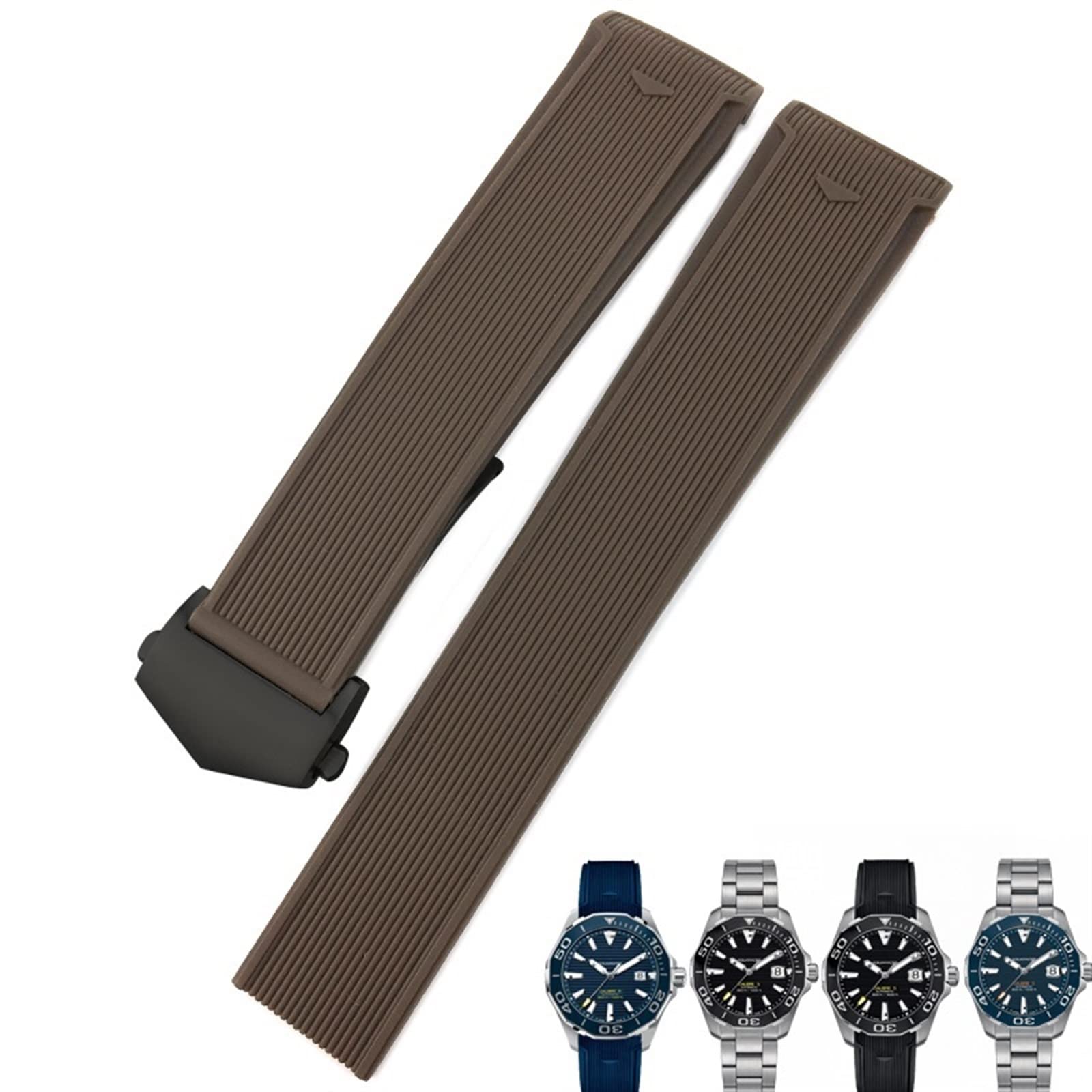 20mm 22mm Gummi Silikon Uhrenarmband Schwarz Blau Braun Uhrenarmbänder für Tag Heuer CARRERA AQUARACER F1 Tauchen Wasserdicht Armband