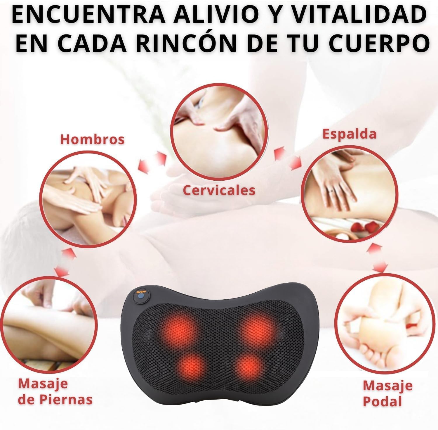 Cojín Masajeador Cervical y Espalda, Masajeador Giratorio Para el Alivio Muscular con Función de Calefacción, Masajeador de Cuello Shiatsu, Regalo Original para Mujer o Hombre