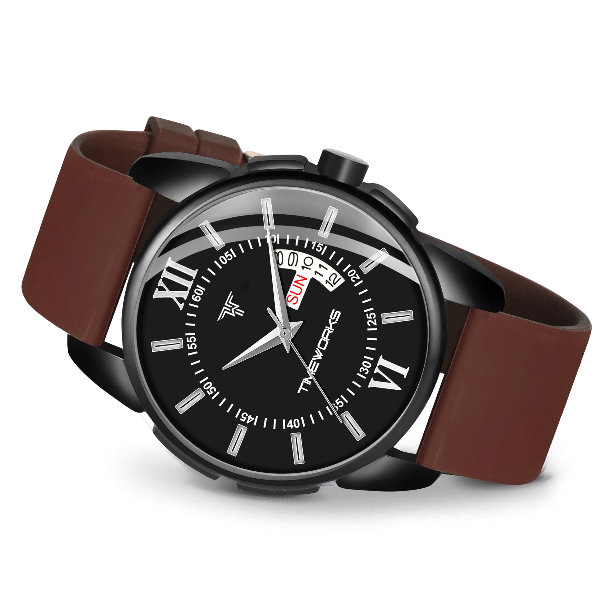 Analogue Day & Date Luxury Watch for Men & Boys with 3D Dome Glass, Japanese Quartz Movement & Premium Silicon Strap