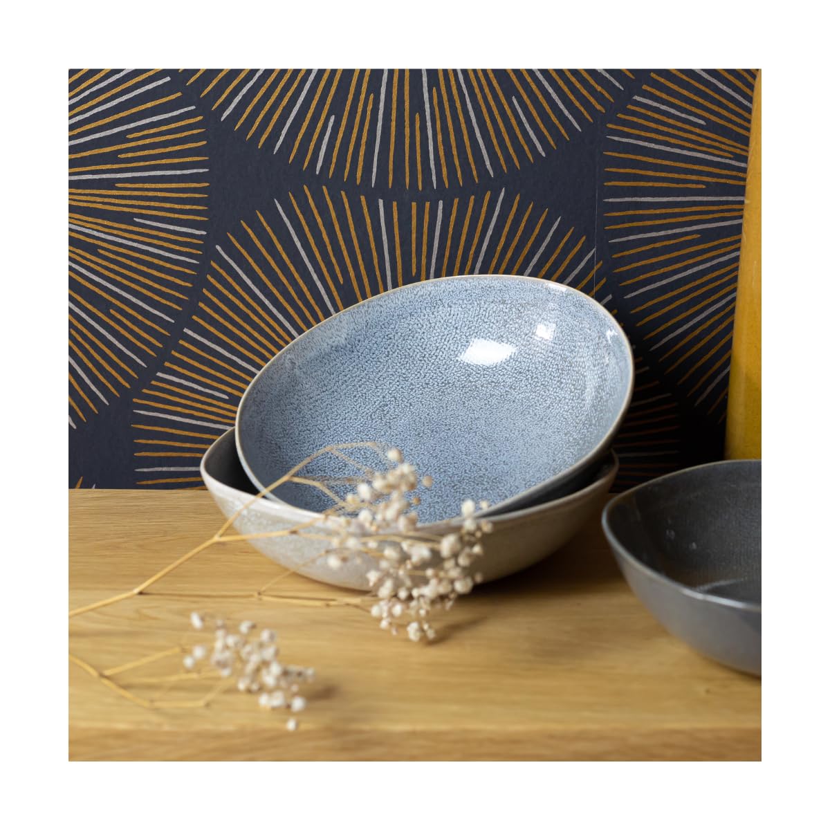 Artime Lot de 6 Assiettes Creuses Grises, Vaisselle Unie, Assiettes en Céramique, Assiettes Adaptées au Lave-vaisselle et Micro-onde