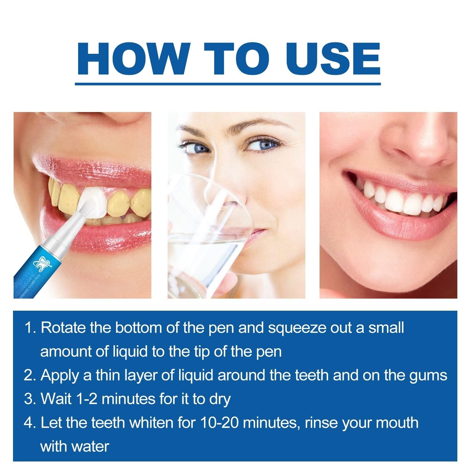 Gel sbiancante dei denti - Ripara i Gonfiori delle Gengive - Penna sbiancante dei denti, terapeutico - Dentifricio - Trattamento della recessione delle gengive - Ringiovanisci il tuo