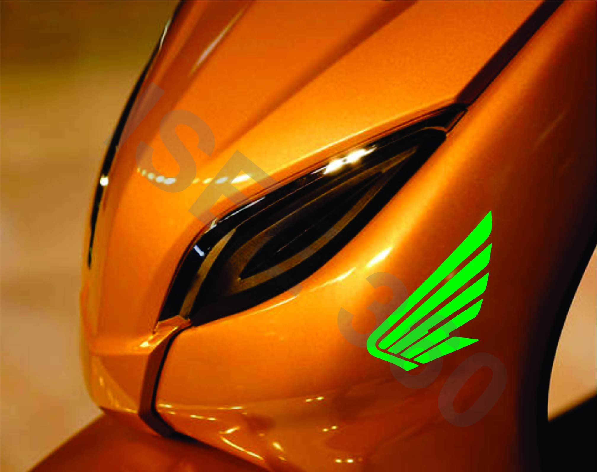 ISEE 360Stickers for Bike Old Model for Side Panel Body Logo Green Decals L X H 15 X 10 Cms Pack of 2