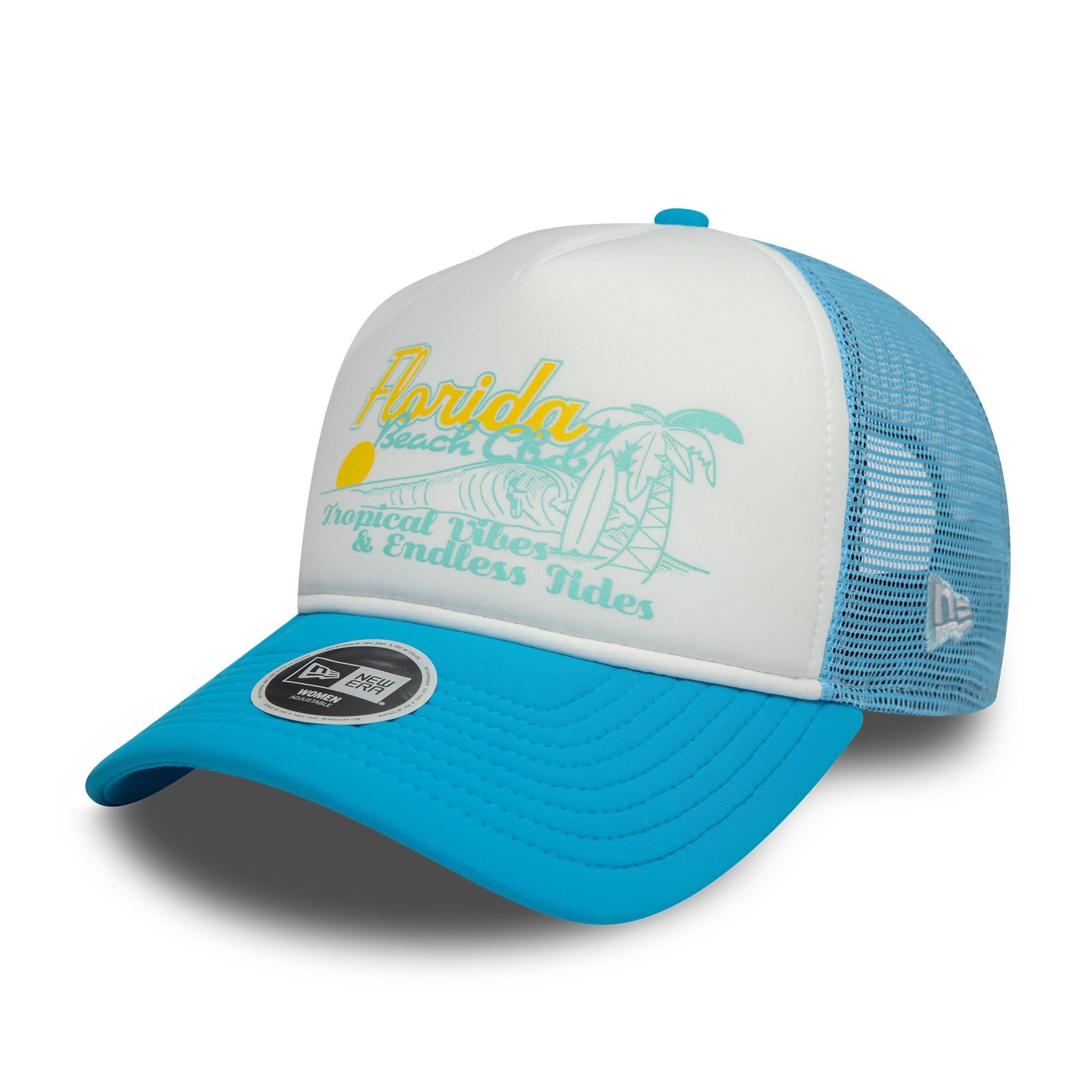 New Era Florida Trucker Cap for Women Girls Summer Beach Adjustable hat mesh White Blue โ image 1