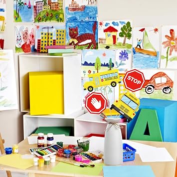 Back to School 24Pcs School Bus Party Decorations Set - 4 Styles Centerpieces with Sticks & Stickers for Birthday, Back to School, Classroom Table Decor