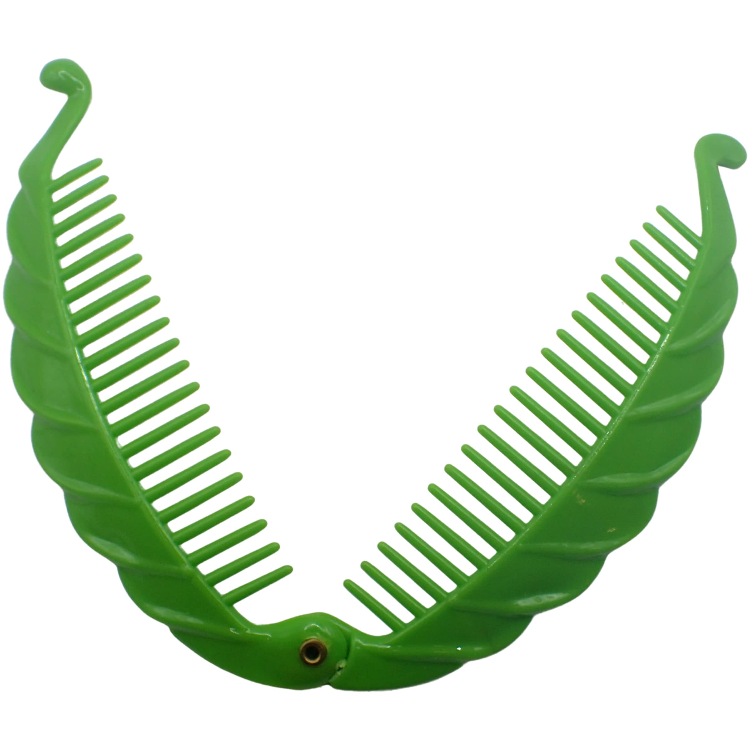 Topkids Accessories Hair Banana Clips Banana Fish Women Ladies Girls Kids Long Thick Wide Tooth Comb Pins Light Double Grippers Styling Products (Green Ribbed Banana Fish Clip 14cm 5.5") - Image 3