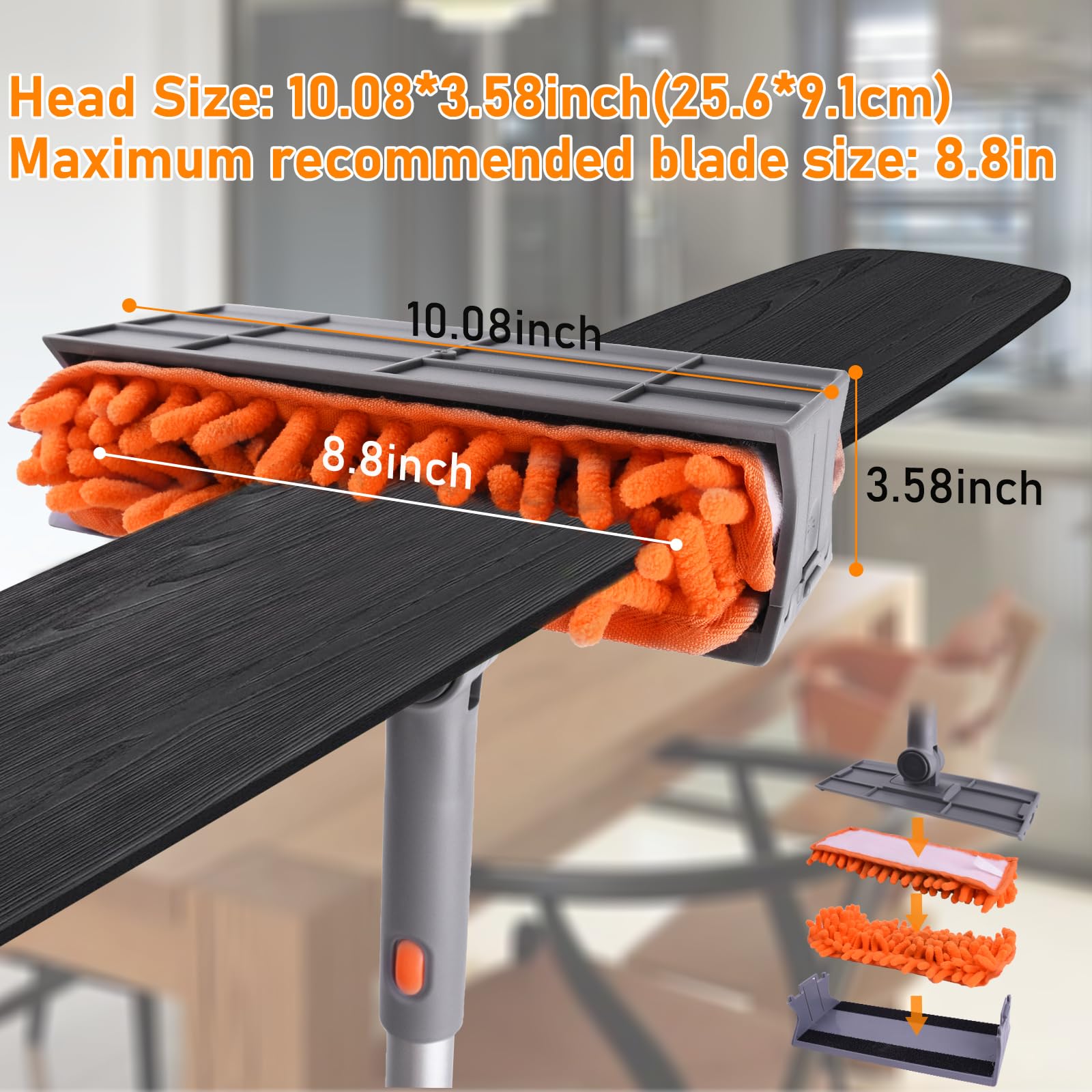 6.4ft Ceiling Fan Duster Cleaner Kit - 360° Rotating Microfiber Mop with Extension Pole & Locking Head | 5-in-1 Multi-Surface Reusable Cleaning Tool for Fans, Blinds, Baseboards, Walls & Floors