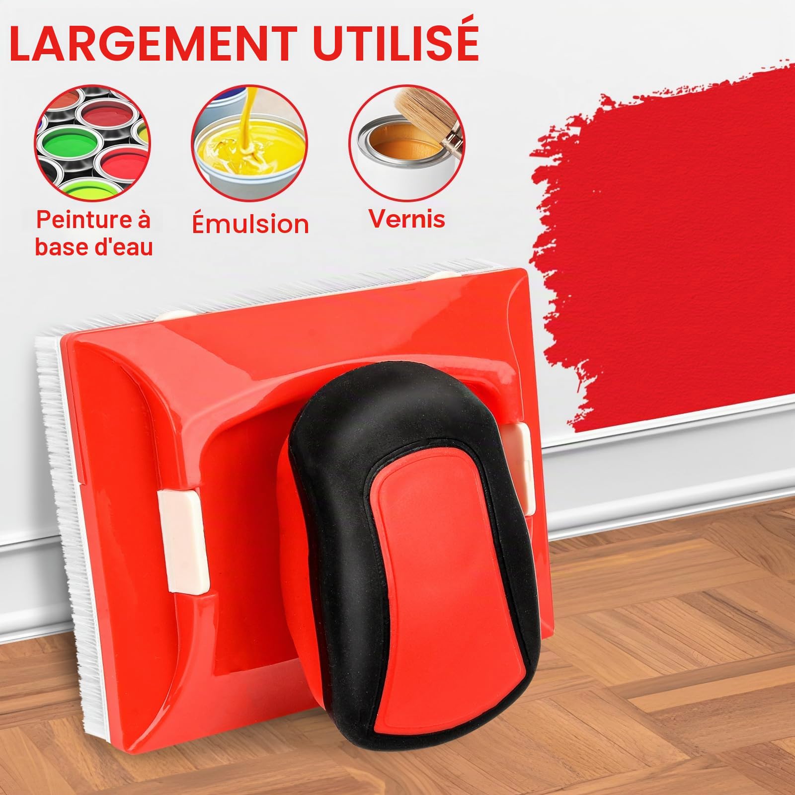 Outil De Bordure De Peinture, Coupe Bordure Pour Peinture, l'Outil Parfait Multifonctionnels, Paint Edger Tool, Pour Mur Et Plafond (Rouge)