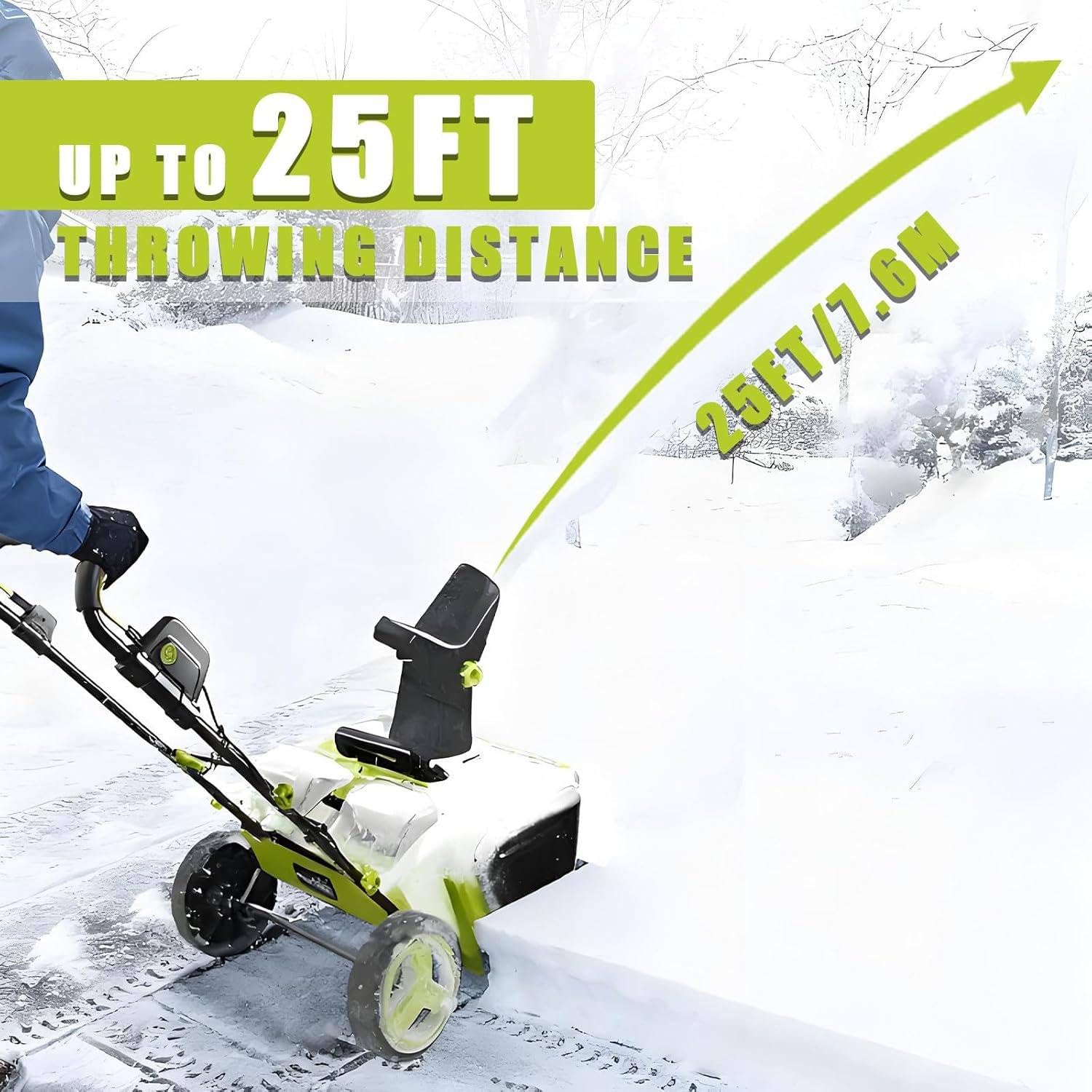 Quitanieves Eléctrico a Batería Con Batería Y Cargador, Ancho De Trabajo De 50 Cm, Altura De Nieve De 25 Cm, Distancia De Lanzamiento De 8 M, Tolva De Descarga Ajustable a 180°, Quitanieves 4batteries
