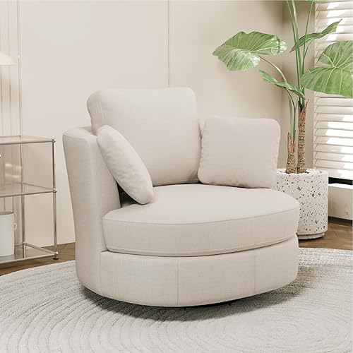 40.6" Oversized Swivel Accent Chair, Upholstered Round Barrel Chair with