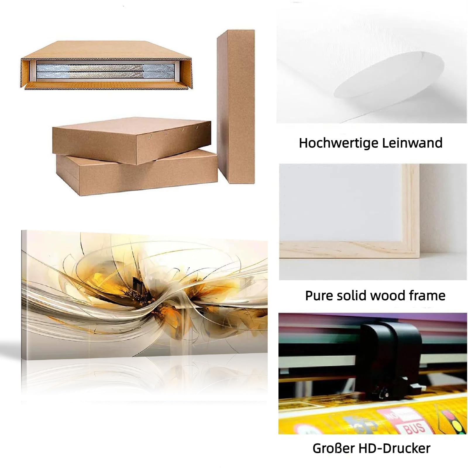 18meng Art Ohne Rahmen Groß Leinwand Bilder Abstrakt Weiß Gold Beige Leinwandbilder Bild auf Leinwand Morden Minimalistisch Linien Wandbilder für Wohnzimmer Schlafzimmer Wanddekoration 200x100 cm
