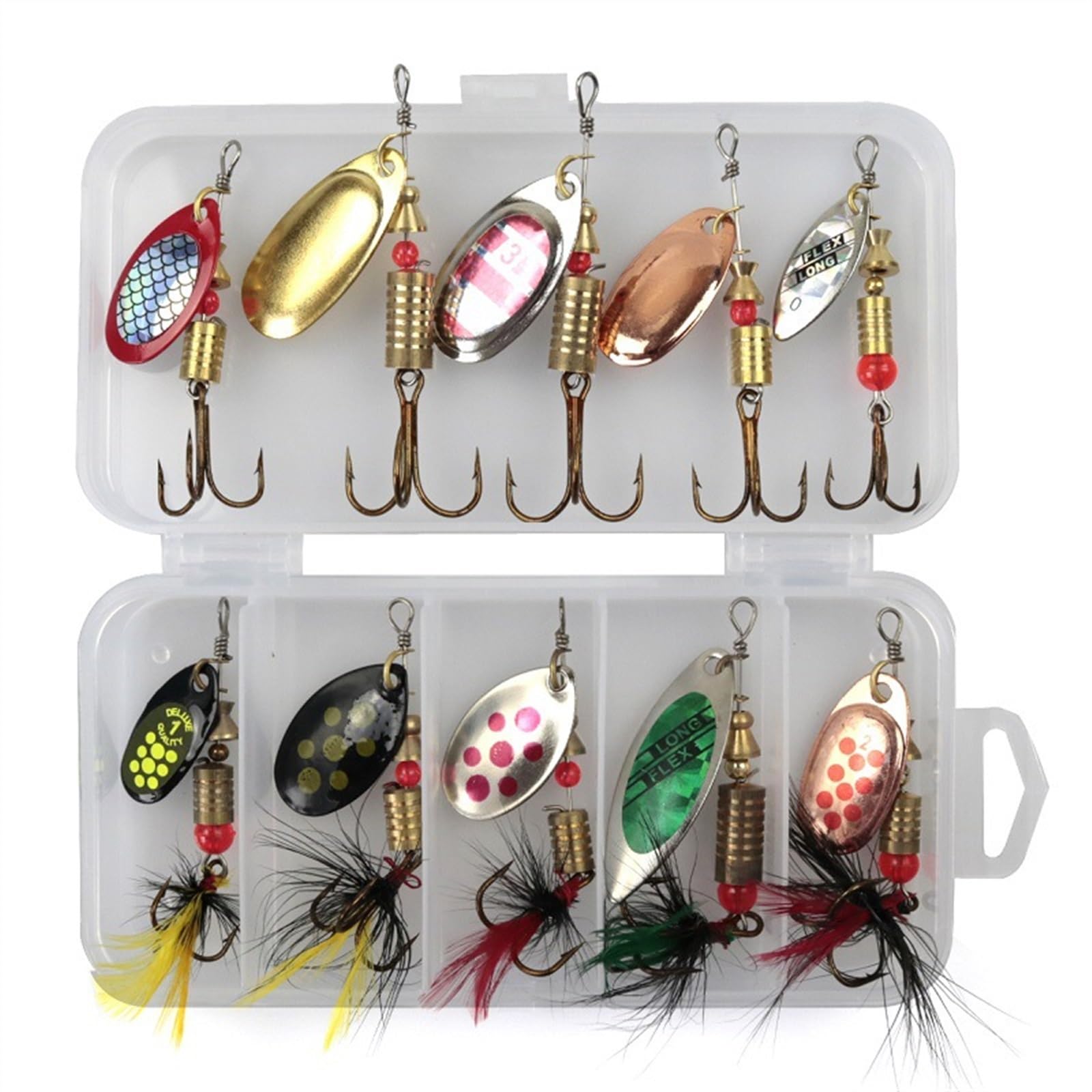 Kunstköder Metalllöffel Spinner Angelköder 10er Set Spoonbait Wobbler Angelwobbler for Hecht Häkelset Kunstköder Kunstköder Gummifische