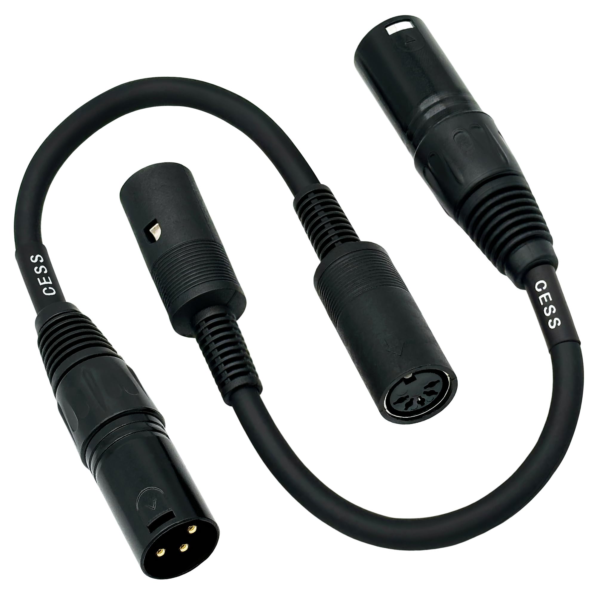 CESS-279 DIN 5-Pin MIDI Femelle vers XLR 3-Pin Male Adapter Cable - 15,2 cm Convertisseur Cordon pour Synthétiseurs, Claviers, Contrôleurs, Lot de 2
