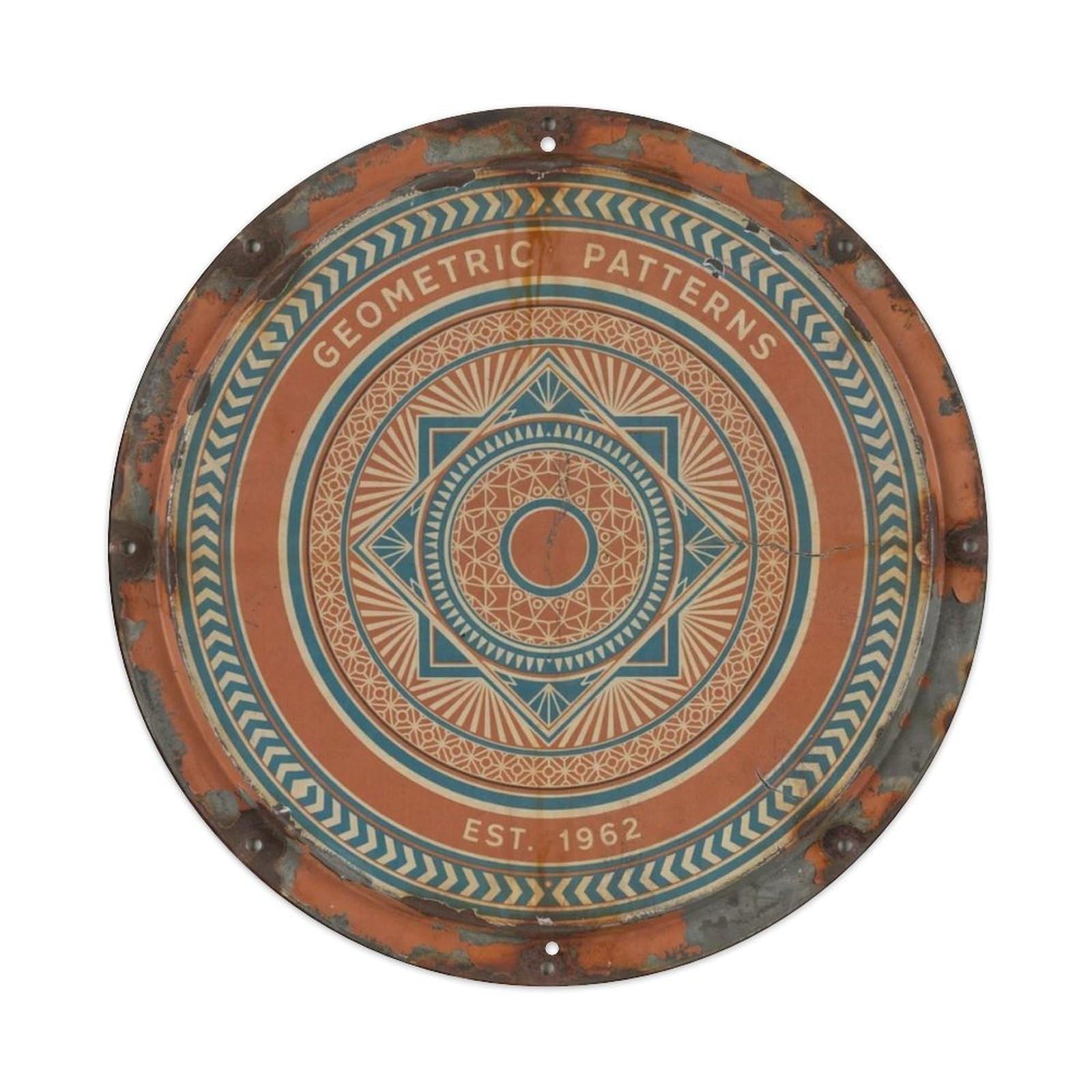 Geometric Patterns. Metal Tin Sign Plaque