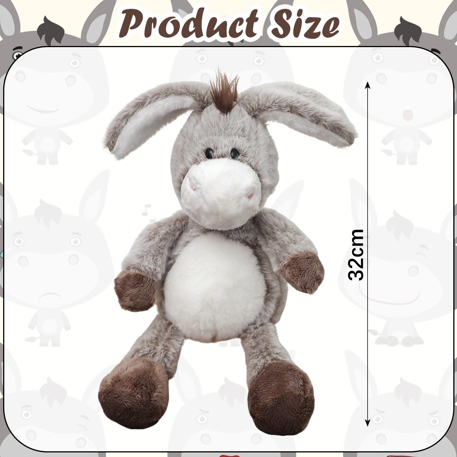 Burro De Peluche De 32 Cm – Juguete Suave Y Lavable A Máquina – Muñeco Realista Y Esponjoso Para Niños Y Adultos – Regalo Ideal Para Abrazar Y Decorar