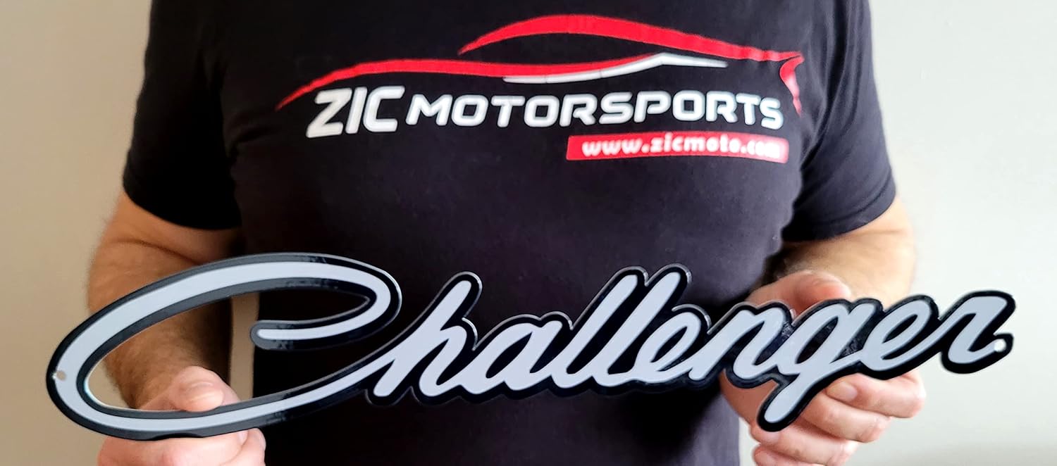 Dodge Challenger Script Steel Sign - Grey (Small - 19" X 4")