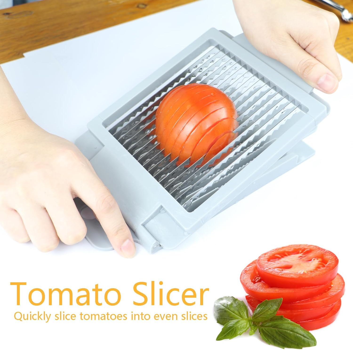 Tomato Slicer,Stainless Steel Tomato Cutter Dedicated Tomato Slicing Tool Portable and Easy Work for Hamburger Salad Tomato Slices