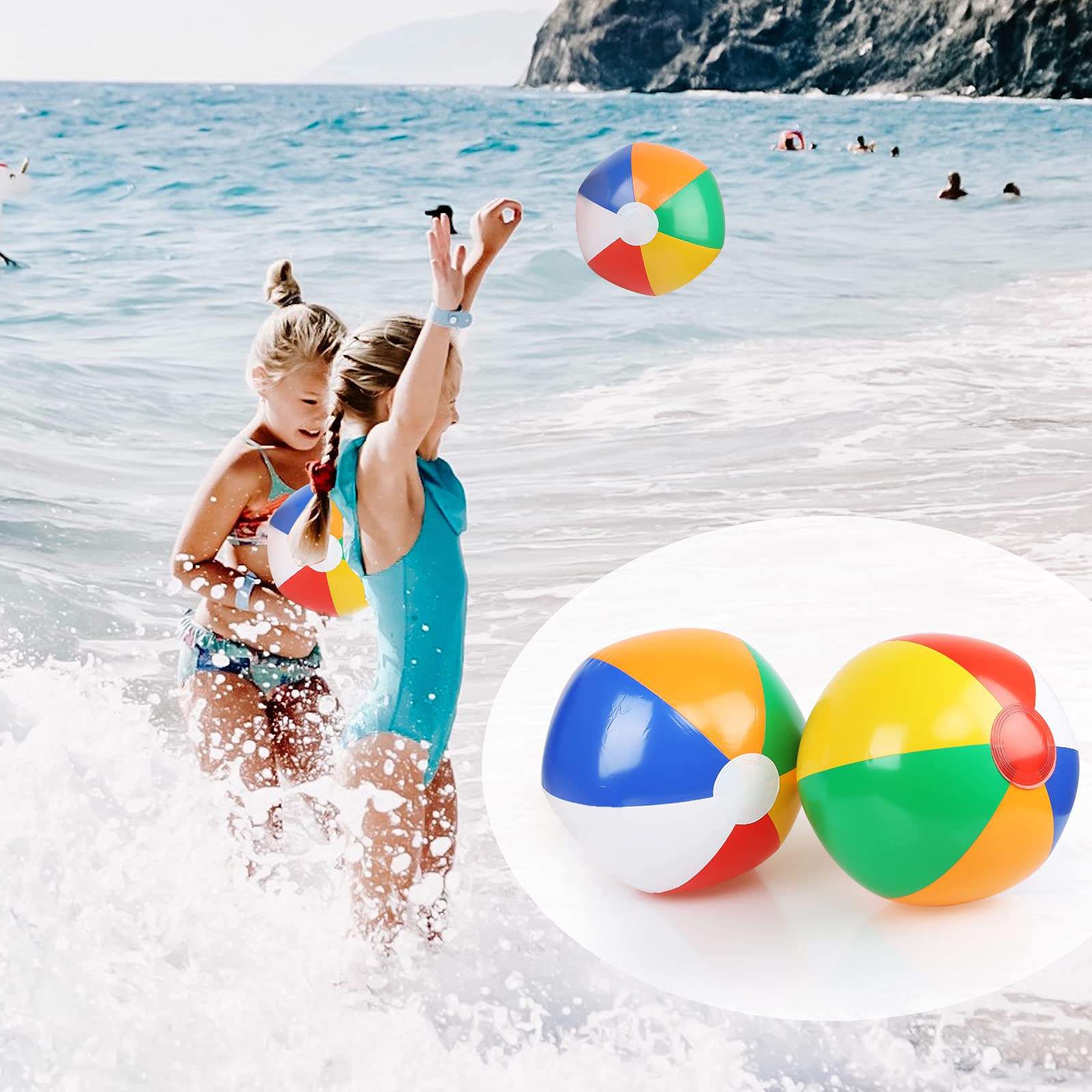COONE 4er-Set Strandbälle Für Kinder – Aufblasbare Poolbälle Für Party, Spiel & Deko