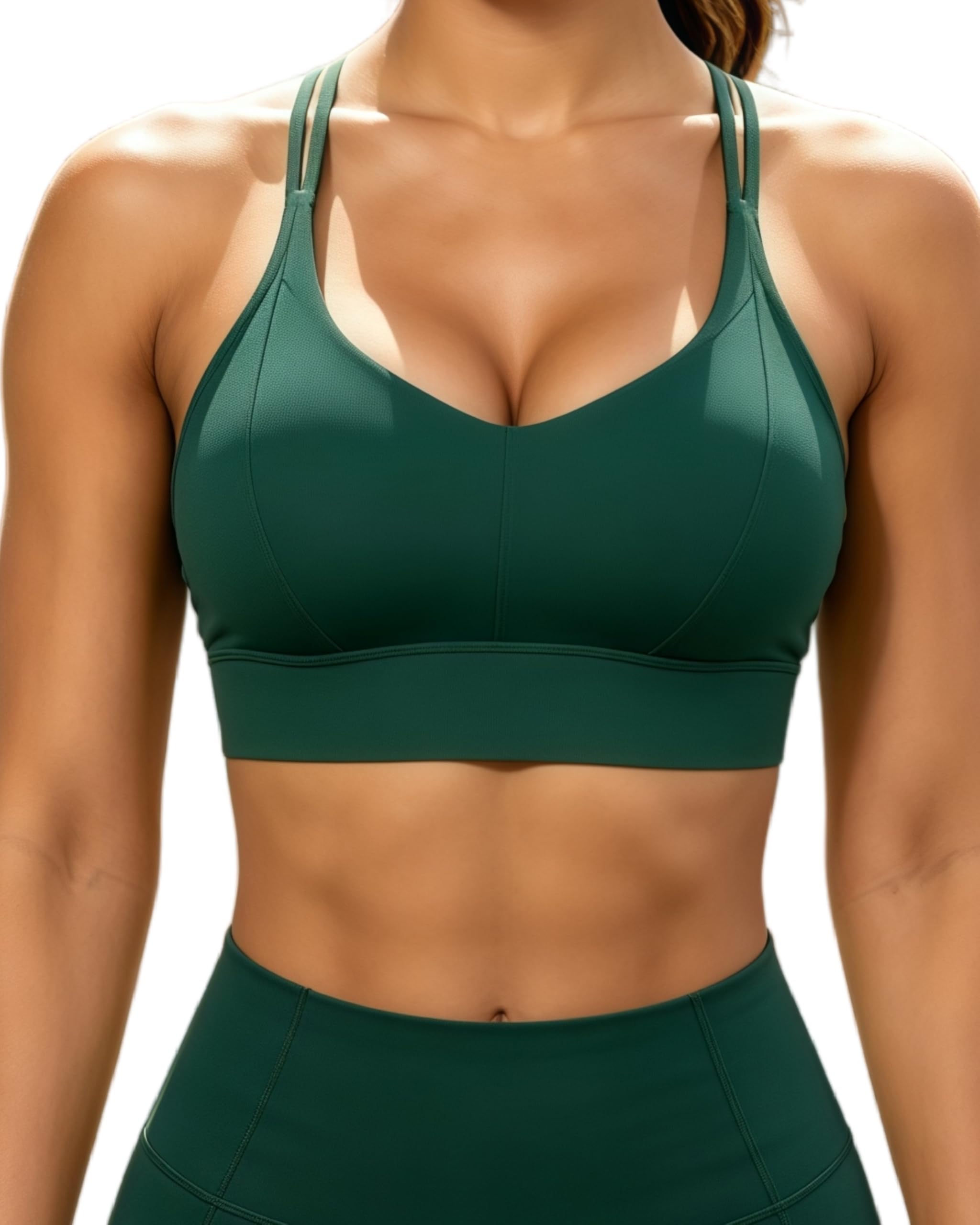 Grace Form Sports Bra for Women Strappy Medium Support Push Up Padded Sports Bra for Running Workout Bra Yoga Bra