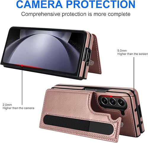 Miniatura 8 de Funda tipo cartera para Samsung Galaxy Z Fold 5 con soporte para tarjeta de crédito y soporte para S-Pen, cuero de alta calidad, cierre magnético,